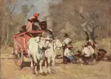 Carro rosso by Ludovico Tommasi, oil on cardboard, offered Apr 2023