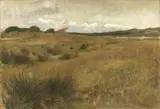 Luigi Gioli, Campagna pisana, oil on canvas applicata on panel