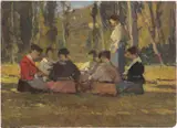 Nel parco by Ludovico Tommasi, oil on cardboard, offered Apr 2023