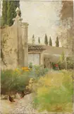 Francesco Gioli, Nel giardino (Fauglia), oil on canvas