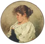 Gabbrigiana by Angiolo Tommasi, oil on pelle di tamburo, offered Apr 2023