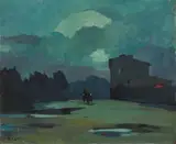 Notturno by Renato Natali, oil on compensato, offered Apr 2023