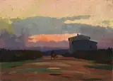 Tramonto by Renato Natali, oil on compensato, offered Apr 2023
