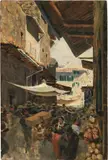 Telemaco Signorini, Mercato Vecchio (Via Calimala), oil on canvas