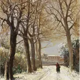 Attilio Pratella, Nevicata, oil on panel