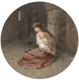 In prigione by Francesco Saverio Altamura, oil on paper, offered Apr 2023