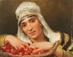 Ettore Cercone, Le ciliegie, 1882, oil on panel