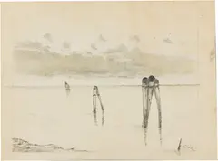 Guglielmo Ciardi, Sei disegni a soggetto «Laguna», pencil and biacca on paper