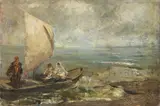 Mosè Bianchi, Imbarcadero di Chioggia, oil on canvas