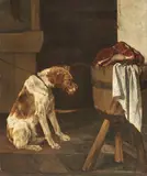Joseph Stevens, Cane in interno, oil on canvas