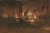 Giuseppe Costantini, Una partita a carte in famiglia, 1881, oil on panel