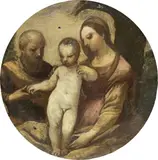 Simone Cantarini, Sacra Famiglia, oil on panel