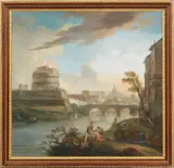 Veduta del Ponte e Castel Sant'Angelo a Roma by Jean-Baptiste Lallemand, oil on canvas, offered Apr 2023