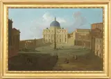 Paolo Anesi, Veduta di Piazza San Pietro, oil on canvas