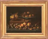Natura morta con noci by detto Mao Tommaso Salini, oil on canvas, offered Apr 2023