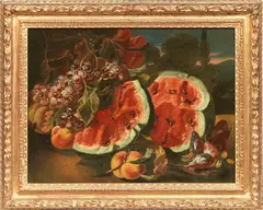 Felice Boselli, Natura morta con cocomero, oil on canvas