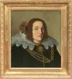 Busto di gentildonna con catena d'oro by Carlo Ceresa, oil on canvas, offered Apr 2023
