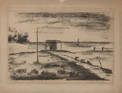 Marina di Caletta by Achille Lega, 1930, lithograph, offered Feb 2023