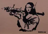 Mona Lisa Bazooka by Banksy, 2015, stencil and spray on cardboard, offered Feb 2023