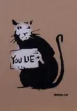You lie by Banksy, 2015, stencil and spray on cardboard, offered Feb 2023