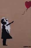 Girl with balloon by Banksy, 2015, stencil and spray on cardboard, offered Feb 2023