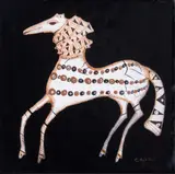 Bruno Capacci, Due piastrelle raffiguranti «Cavallo», Terracotta policroma