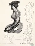 Mario Sironi, Donna con cappello, ink on paper