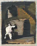 Mario Sironi, Figura e paesaggio, mixed media on paper