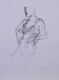 Alberto Sughi, «Figura di donna» e «Donna al tavolino», inchiostro on paper