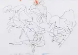 Mino Maccari, Cavalcata, disegno a carbone on card