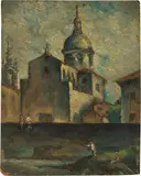 Onofrio Martinelli, Bozzetto della Chiesa di Cestello, 1922, oil on panel