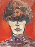 Volto by Mino Maccari, oil on canvas applicata on faesite, offered Feb 2023