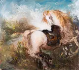 Gianni Testa, Cavalli, oil on canvas