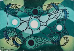 Fulvio Pendini, Gabbie nello spazio, 1970, oil on canvas