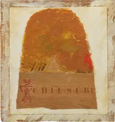 Joe Tilson, Le crete senesi. Chiusure, 1993, mixed media on paper applicata on panel