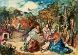 Mario Bucci, Natività, oil on card applicato on compensato