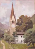 Emanuele Costa, Chiesa, oil on panel