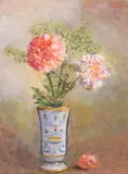 Emanuele Costa, Vaso di fiori, oil on cardboard