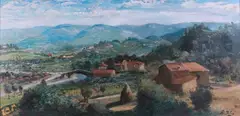 Paesaggio a Vicchio by Rutilio Muti, oil on panel, offered Feb 2023