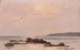 Scogliera by Gino Romiti, oil on compensato, offered Feb 2023