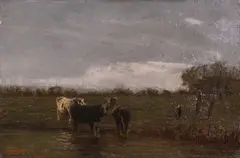 Luigi Steffani, Al pascolo, oil on canvas