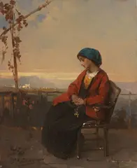La preghiera by Domenico Induno, oil on canvas, offered Feb 2023