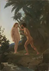 Adamo ed Eva by Antonio Puccinelli, 1878, oil on canvas, offered Feb 2023