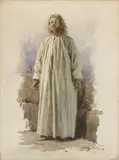 Achille Beltrame, Eremita, watercolour on paper