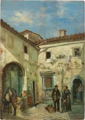 Venditore di polli by Giuseppe Quaranta, oil on tavoletta, offered Feb 2023