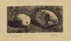 Natura morta con pane e limone by Giorgio Morandi, 1921, etching on rame, offered Dec 2022