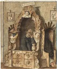Domenico Gnoli, Confessionale, 1960, inchiostro and watercolour on paper