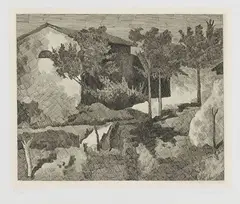 Paesaggio del Poggio by Giorgio Morandi, 1927, etching on rame, offered Dec 2022