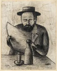 Lettore di giornale by Ottone Rosai, 1920, inchiostro and pencil on paper, offered Dec 2022