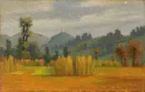 Antonio Calderara, Paesaggio, 1949, oil on faesite